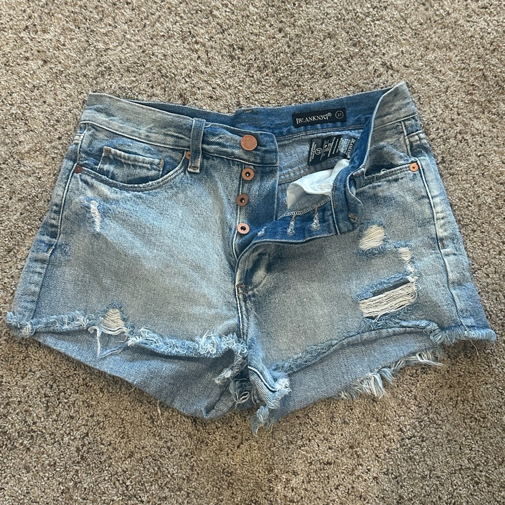 Women's Distressed Blue Denim Shorts